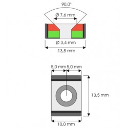 Reiällinen kiinnitysmagneetti 10x13x5mm