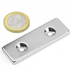 Reiällinen suorakaidemagneetti 60x20x4mm (uppokanta)
