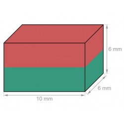 Neodyymi neliömagneetti 10x6x6mm (sinkitty)
