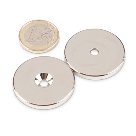 Reiällinen kiekkomagneetti 34x4mm (uppokanta)