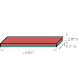 Neodyymi suorakaidemagneetti 30x10x2mm