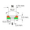 Reiällinen kiekkomagneetti 10x3mm (uppokanta)