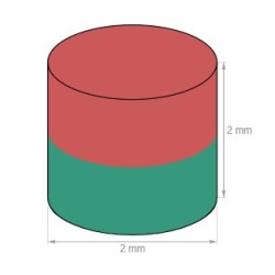 Neodyymi kiekkomagneetti 2x2mm