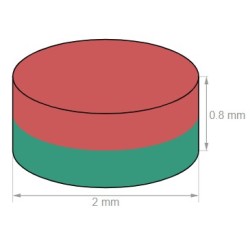 Neodymium disc magnet 2x0,8mm (120°C)