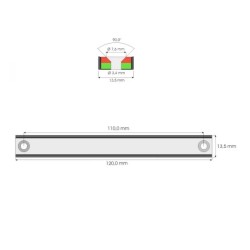 Reiällinen kiinnitysmagneetti 120x13x5mm