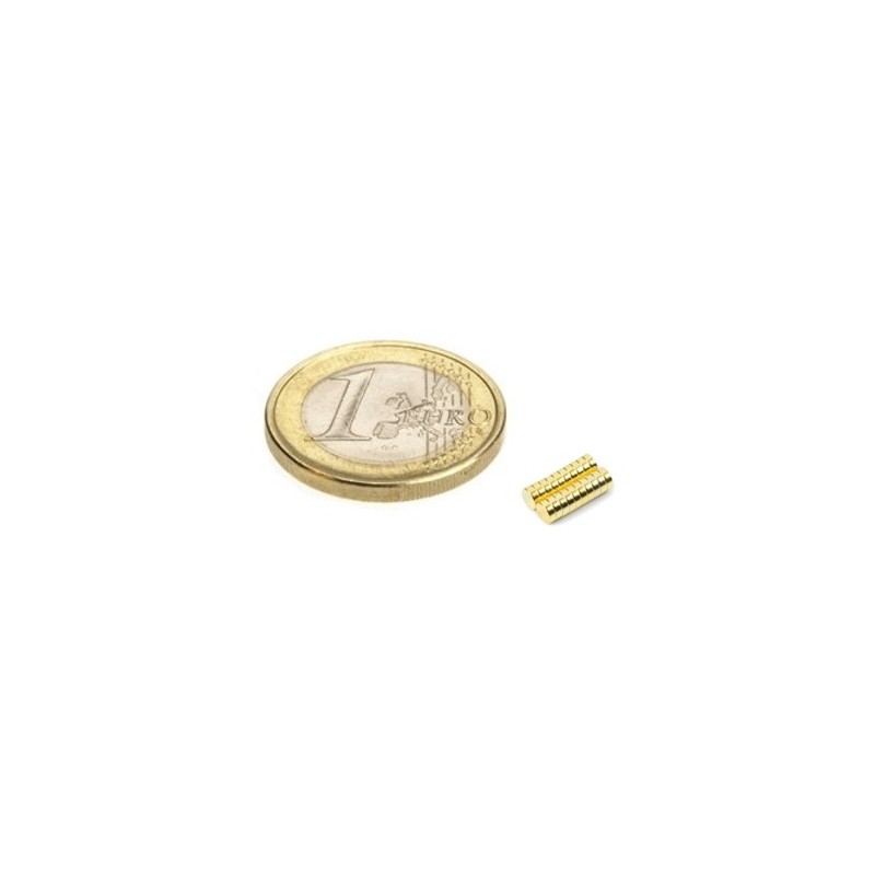Neodymium disc magnet 2x1mm - Gold-plated