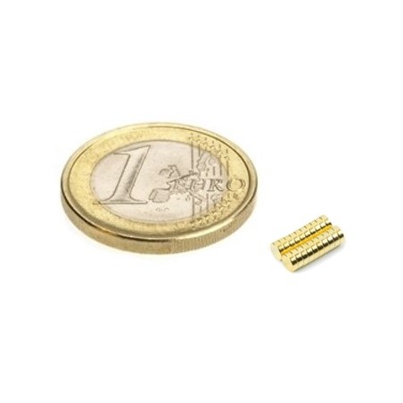 Neodymium disc magnet 2x1mm - Gold-plated