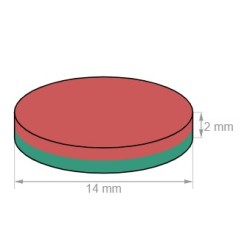 Neodymium disc magnet 14x2mm