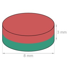 Neodyymi kiekkomagneetti 8x3mm (epoksi)