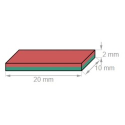 Neodyymi suorakaidemagneetti 20x10x2mm