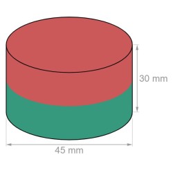 Neodyymi kiekkomagneetti 45x30mm