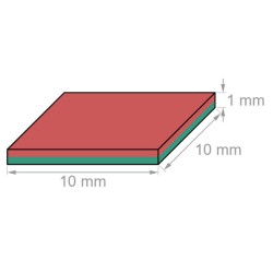 Neodyymi neliömagneetti 10x10x1mm