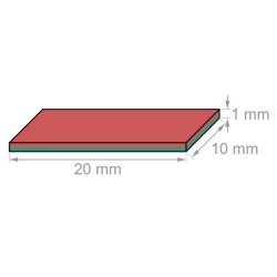 Neodyymi suorakaidemagneetti 20x10x1mm