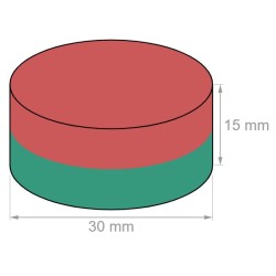 Neodyymi kiekkomagneetti 30x15mm