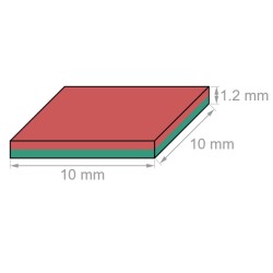 Neodyymi neliömagneetti 10x10x1,2mm (N52)