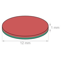 Neodymium disc magnet 12x1mm, Zinc (Zn)