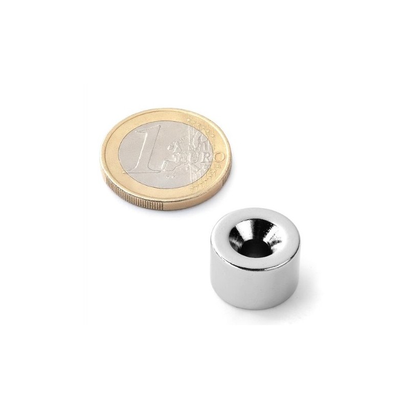 Reiällinen kiekkomagneetti 15x10mm (uppokanta)