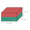 Neodyymi neliömagneetti 15x15x8mm