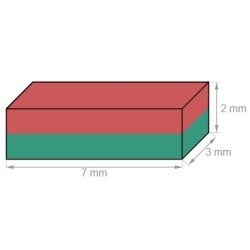Neodyymi suorakaidemagneetti 7x3x2mm 150°C