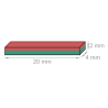Neodyymi suorakaidemagneetti 20x4x2mm