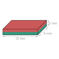 Neodyymi suorakaidemagneetti 12x8x2mm